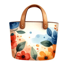A watercolor style tote shows delicate floral designs creating a whimsical, artful object