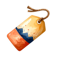 Isolated watercolor barcode sticker of rectangular shape shows unique color palette design.