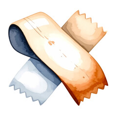 Watercolor painted paper receipt sheet is flat and unfolded in isolated simplicity.