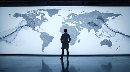 Global Science Collaboration Concept with Digital World Map