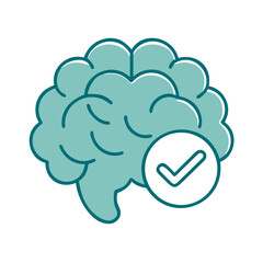 Brain With Checkmark Symbol Icon for Web and Graphic Design