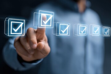 Digital Checklist Application - Clicking on Tick Boxes for Online Task Management, Approval and Business Success