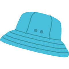 A Vibrant Blue Bucket Hat With Two Dark Blue Eyelets On A Transparent Background