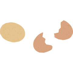 A Whole Egg and Cracked Shell Pieces Against a Transparent Background