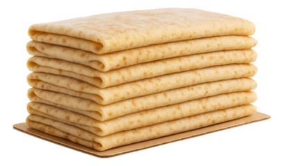 A white porcelain plate showcasing a pyramid stack of mini-pelmeni, each dumpling lightly dusted with flour.