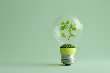 The green plants in the light bulb - an environmentally friendly concept 