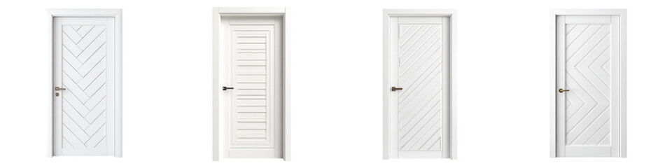 Naklejka premium Modern White Interior Doors Collection on White Background