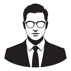 Stylish Bearded Man in Suit and Glasses Vector Illustration
