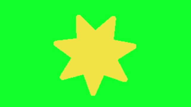 A bright yellow seven pointed star centered on a vibrant green background