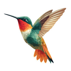 Fototapeta premium Vibrant hummingbird illustration in flight isolated on white background