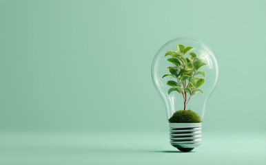 The green plants in the light bulb - an environmentally friendly concept 