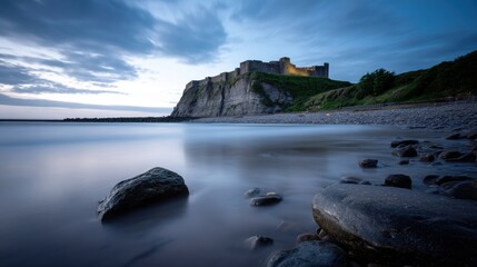 Coastal castle at twilight