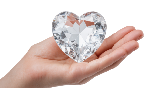Diamond Heart: Sparkling Gemstone Love Symbol on White