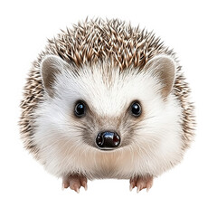 Obraz premium Adorable baby hedgehog with quills and cute face looking forward isolated on transparent background