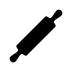 A black silhouette of a rolling pin isolated on a white background