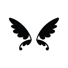 Elegant Black Butterfly Wings with Swirls, Symmetry and Graceful Design on White