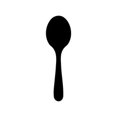 Simple black silhouette of a spoon against a plain white backdrop, elegant
