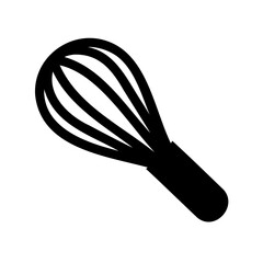 Black silhouette of a wire whisk on a white background illustration