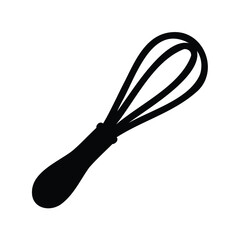 Black and white illustration of a manual whisk for cooking and baking