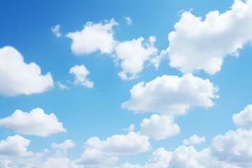 Beautiful white clouds are floating in a clear blue sky, creating a serene and peaceful atmosphere
