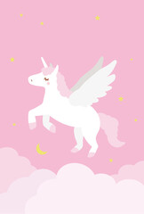 ピンクの空を駆けるユニコーン