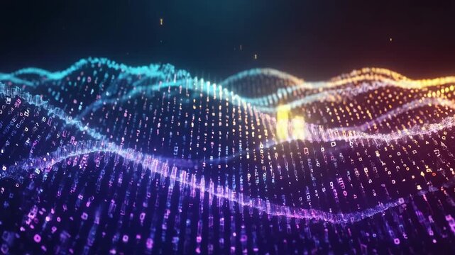 Abstract digital data wave background futuristic technology data stream visualization one hundred