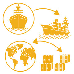 Fototapeta premium Oil Export Trade Icons 