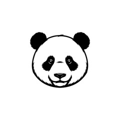Panda head icon isolated on white. Design element for logo, label, sign, poster, flyer. Vector illustration