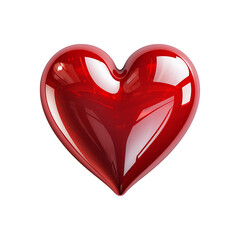 Shiny red heart symbol isolated on transparent background