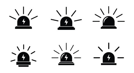 Black and white illustration of emergency siren lights in a grid pattern