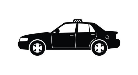 Simple black and white silhouette of a classic taxi vehicle design