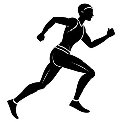 Stylized silhouette of a male athlete running fast in a sprint race