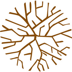 Abstract Brown Branching Network Pattern Transparent Background Circular Design