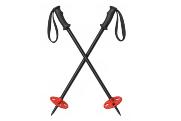 Ski poles crossed, showing winter sport equipment for snow mountain recreation and active lifestyle