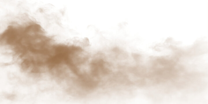 Dust sand soil smoke cloud particles isolated on transparent white background. Brown sandstorm smog sand dust explosion rising. Design elements for Compositing, covering, overlay, PNG