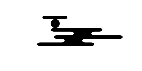 Oriental cloud shape. Traditional Asian ornament. Simple abstract wind or wave form in Japanese, Chinese or Korean style isolated on white background. Vector graphic illustration.Eps10