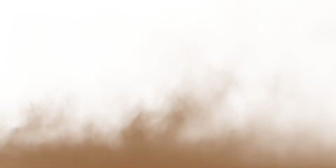 Dust sand soil smoke cloud particles isolated on transparent white background. Brown sandstorm smog sand dust explosion rising. Design elements for Compositing, covering, overlay, PNG