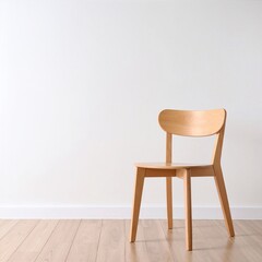 A rustic wooden chair with a natural finish rests on a polished hardwood floor, showcasing rich grain patterns and warm tones that enhance the cozy ambiance.