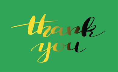 Thank you bulk lettering sign. Handwritten modern brush lettering on white background. Simple, handwritten "Thank You" message against a solid, bright green background, vector illustration.