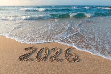 Fototapeta premium New Year 2026 on the beach