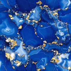 Elegant blue and gold marble wallpaper featuring intricate swirling patterns, blending rich hues of deep navy and shimmering gold for a luxurious ambiance.