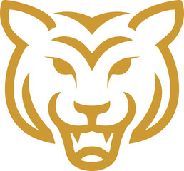 Tiger head, Stylized tiger head logo suitable for branding, sports teams, or wildlife organizations.