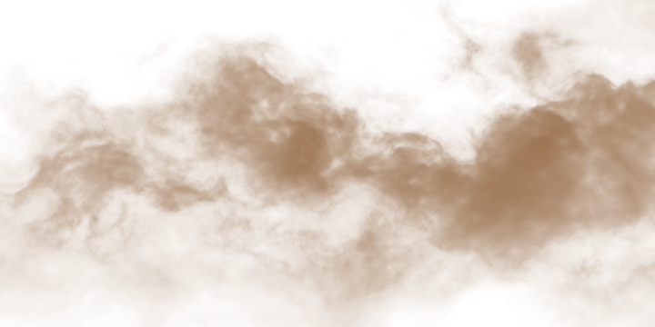 Dust sand soil smoke cloud particles isolated on transparent white background. Brown sandstorm smog sand dust explosion rising. Design elements for Compositing, covering, overlay, PNG