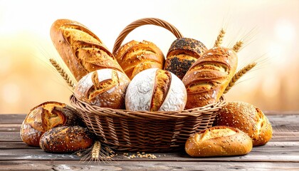 Bread basket on weathered wood table