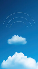 Skywriting in clear blue sky cloudy day visual art calm environment aerial perspective creative expression