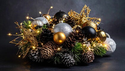 Festive centerpiece with pinecones
