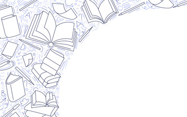 Open books. Simple template, border. Vector line