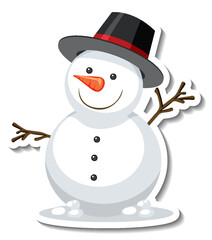 Cheerful Cartoon Snowman with Top Hat, Whimsical Vector Illustration