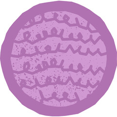 Abstract Textured Purple Circle With Wavy Lines Inside On Transparent Background Graphic Design Element