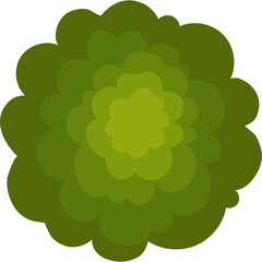 Abstract Top View Green Geometric Flower Shape with Layered Petals and Gradient Colors Isolated on White Background